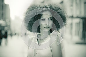 Stylized retro portrait of a gorgeous woman