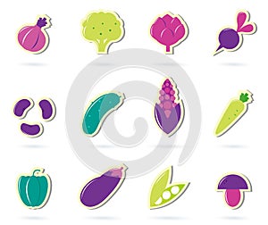 Stylized retro Vegetable icons - isolated on white