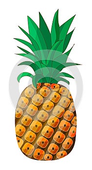 Stylized ripe pineapple isolated on a white background