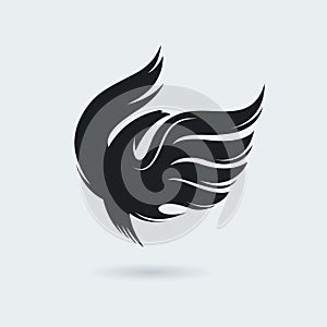 Stylized rising flying bird icon