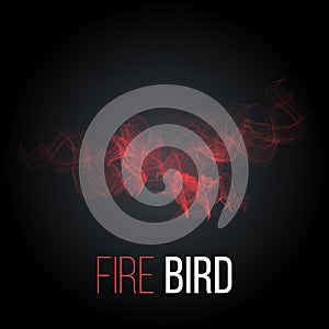 Stylized rising flying fire bird red color. Phoenix or Eagle image. Vector