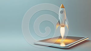 Stylized Rocket Launch with Flames and Smoke Emerging from Tabell ai generated