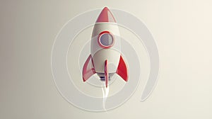 Stylized Red and White Rocket Illustration ai generated