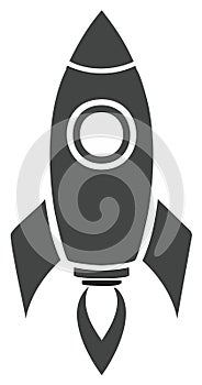 Stylized Rocket Ship Launching with Flames Illustration for Space Exploration