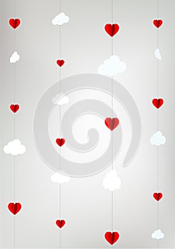 Stylized romantic clouds cut from paper