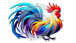 A stylized rooster illustration features an array of vi