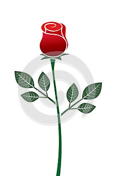 Stylized rose with leaves