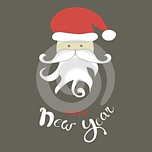 Stylized Santa Claus and hand drawn red and white lettering