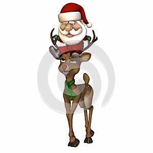 Stylized Santa Riding a Reindeer