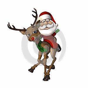 Stylized Santa Riding a Reindeer