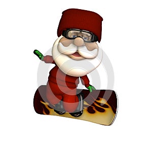 Stylized Santa Snowboarder