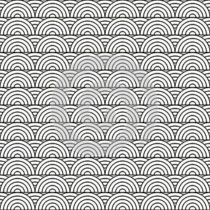 Stylized seamless pattern made of black line arc