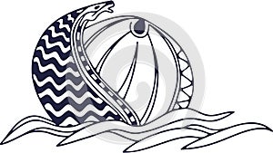 Stylized Seashell with Abstract Pattern, Nautical Art, Geometric Design, vector design Generative AI