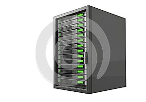 Server Rack Icon â Black Vertical Stack with Green Indicator Lights on White Background