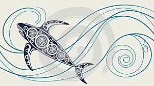 Stylized Shark Geometric Pattern Vector Art, vector design Generative AI