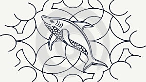 Stylized Shark Wave Pattern Vector Art, vector design Generative AI