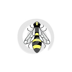 Stylized silhouette of a bee on light background