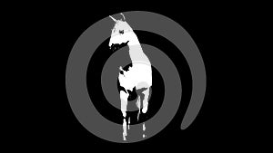 Stylized silhouette of a walking horse. Alpha channel. 4K.