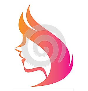 Stylized silhouette of a woman in profile template logo o