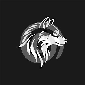 Stylized simple black wolf head logo