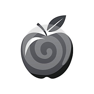 Stylized Single Apple Graphic: Simple Vector Fruit Icon with Gradients and Leaf