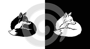 Stylized Sleeping Fox Silhouette Illustration