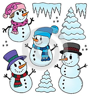 Stylized snowmen theme drawings 1