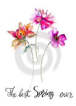 Stylized spring flowers illustration with title the best spring