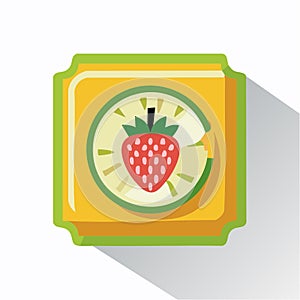 Stylized Strawberry Fruit Label Illustration