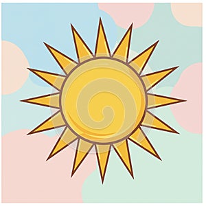 Stylized sun illustration features a central yellow circle with a smooth gradient,