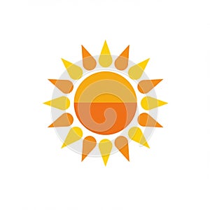 Stylized sun illustration featuring a central orange circle with a gradient effect,