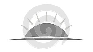 Stylized Sunrise Sunset Icon with Rays, vector design Generative AI