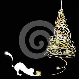 Stylized tangle christmas tree with a cat photo