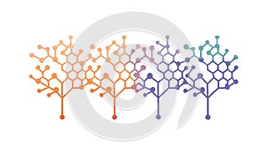 Stylized Tech Tree Network: Digital Growth and Interconnected System, vector design Generative AI