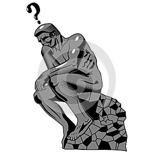 Stylized thinker statue.Vector illustration isolated