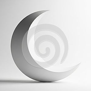 Simple Crescent Moon Shape on White Background lunar night