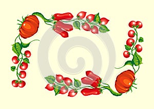 Stylized tomatoes corner frame