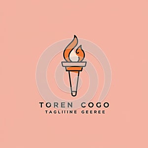 Stylized torch graphic featuring a simple flame and torch handle in shades of orange an
