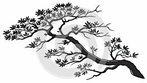 Stylized tree branch sketch illustration, vector design Generative AI photo