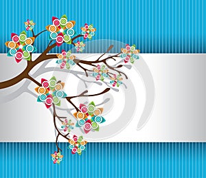 Stylized Tree with Colorful Blossoms Light