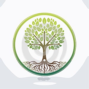Stylized Tree of Life Logo with Roots