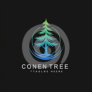 Stylized tree logo featuring a coniferous tree with a gradient color scheme