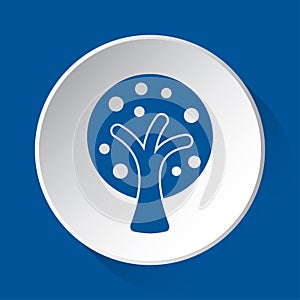 Stylized tree - simple blue icon on white button
