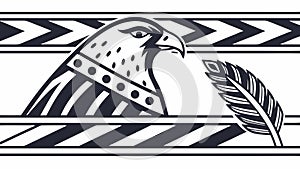 Stylized Tribal Eagle Head with Feather Motif, Powerful Indigenous Design. Vector Design Generative AI