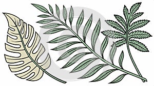 Stylized tropical leaf pattern, repeating natural motif vector design Generative AI