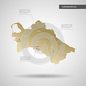 Stylized Turkmenistan map vector illustration.