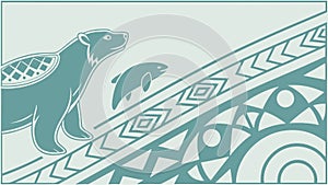 Stylized Turtle & Geometric Patterns: Unique Aquatic Art, vector design Generative AI