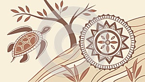 Stylized Turtle and Sun Tribal Pattern Design, vector design Generative AI