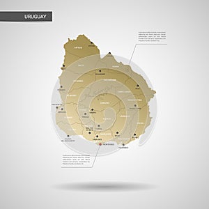 Stylized Uruguay map vector illustration.