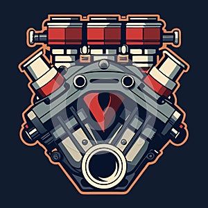 Stylized V-Engine Illustration
